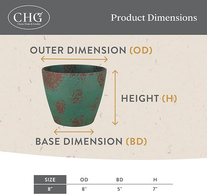 Classic Home and Garden Vogue Planter Pots w/Pottery Quality Finish - Modern Indoor & Outdoor Flower Pots - UV-Resistant Porch Planters - Decorative Pot for Flowers & Herbs (8” Willow Green)
