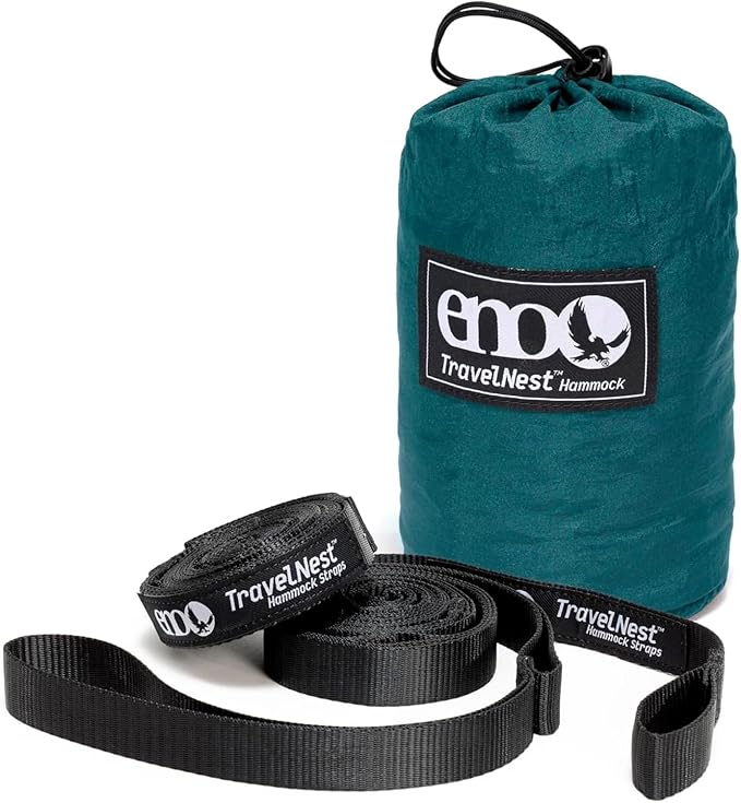ENO TravelNest Hammock & Straps Combo - Portable Hiking and Camping Hammock with Straps Included - Travel Hammock for Camping, Hiking, Backpacking, a Festival, or The Beach - Marine