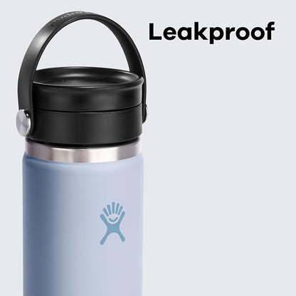 Hydro Flask Wide Mouth Bottle with Flex Sip Lid - Insulated Water Bottle Travel Cup Coffee Mug Black 20 oz