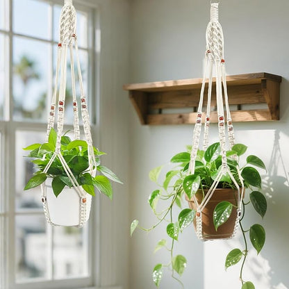 Belit 2 Pack Macrame Plant Hangers Indoor Hanging Planter Basket Decorative Flower Pot Holder Rope for Indoor Outdoor Home Decor