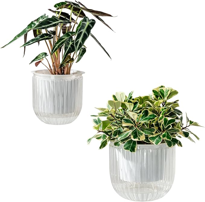 Melphoe Self Watering Pots for Indoor Plants Planter, 8.3/5.3 Inch 2 Pack Planters Self Watering Plant Pots for Flower, Houseplants, Succulent, African Violets and Cactus with Drainage