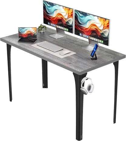 Home Office Computer Desk 47.2x23.6 inch gaming Desk, Modern and Minimalist home office desk, Home Office Desks, Study Desk, Craft table Black Metal Designed Frame, Gray Oak Board color.