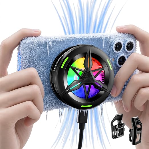 2-in-1 Magnetic & Clip-On USB Phone Cooler for Gaming, Semiconductor Cell Phone Cooling Fan Radiator for iPhone/Android/iPad/Tablet – Ideal for Gaming, Video Calls, Live Broadcasting, and Vlog