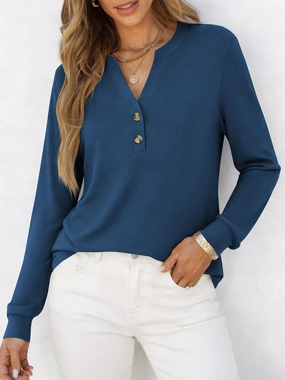 ANRABESS Women's Long Sleeve Shirts 2026 Spring Fashion Dressy Casual Tops Trendy Henley Blouses Cute Work Outfits Clothes