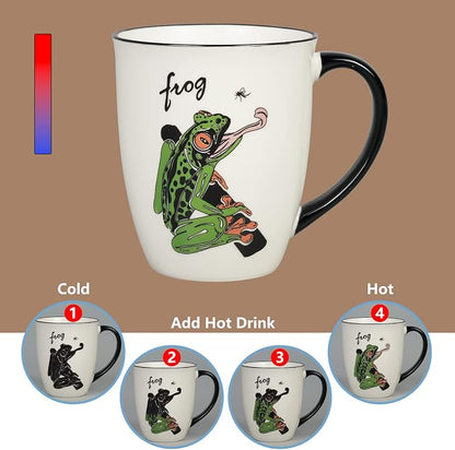 Ceramic Color Heat Changing Mug Funny Coffee Mug for Mom Dad Porcelain Tea Cup Gifts for Men Women Birthday Christmas Housewarming Holiday Anniversary Valentines Day