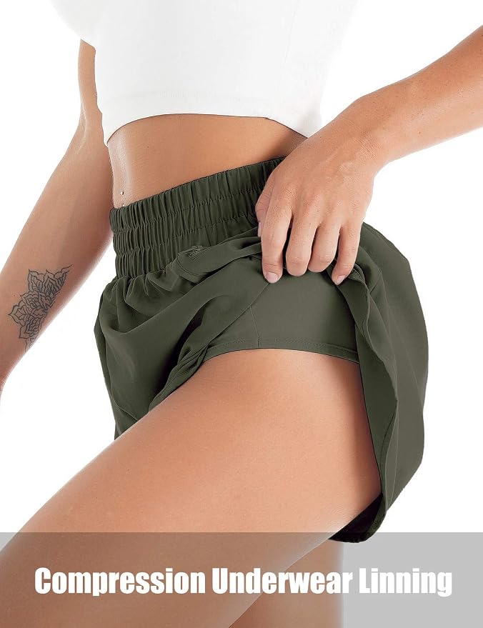 Blooming Jelly Women's Quick-Dry Running Shorts Workout Sport Layer Active Shorts with Pockets 1.75"