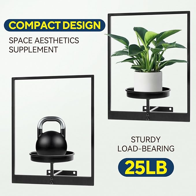 4 Pack Black Metal Indoor Window Plant Shelves Hanging Plant Shelves Picture Frame Outdoor Plant Rack for Indoor Outdoor,Decoration Racks for Home Decor Wall