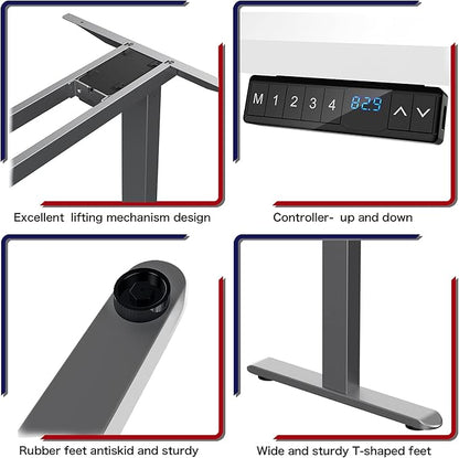 AIMEZO Standing Desk Frame, Dual Motor Electric Height Adjustable Sit Stand Desk Frame with 4 Memory Preset Button, USB Charging Port for Home Office (2 Tier Legs, Gray)