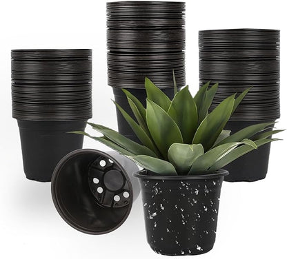 100 Packs 6 Inch Nursery Pots, 4 5 6 Inches Plastic Nursery Pots for Plants with Drainage Holes, Seed Starting Garden Pots of Flower Plant Container for Succulents, Transplanting (100, 6 Inch)