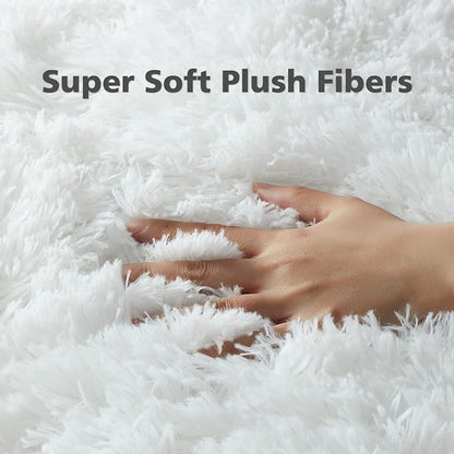 Ophanie Machine Washable 6 x 9 Rugs for Living Room,White,Large Fluffy Fuzzy Plush Shag Comfy Soft,Non-Slip Indoor Floor Carpet,for Kids Boys Girls Dorm，Room,Bedroom,Playroom，Home Decor Aesthetic