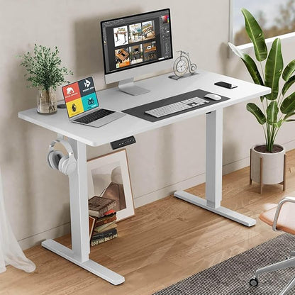 NicBex Home Office Desk 55" x 23" Electric Height Adjustable Standing Desk Computer Desk Office Desk, Sit to Stand Ergonomic Computer Desk Adjustable Desk, White