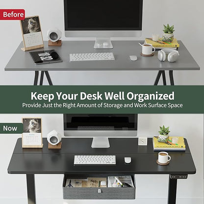 FEZIBO 63 x 24 Inches Standing Desk with Drawer, Adjustable Height Electric Stand up Desk with Storage, Sit Stand Home Office Desk, Ergonomic Computer Desk, Black