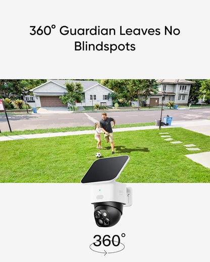 eufy Security 3K Dual Camera, SoloCam S340, Solar Security Cameras Wireless Outdoor, Cameras for Home Security, 360°Coverage, Pan & Tilt, No Blind Spots, No Monthly Fee, Built-in 8GB