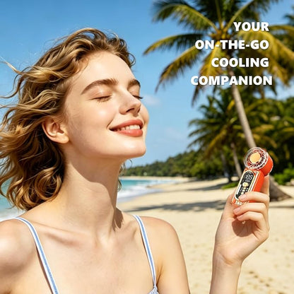 Portable Mini Handheld Fan, 100 Speed Adjustable Pocket Fan with Digital Display, USB-C Rechargeable Personal Fan, Long Battery Life, Small Cooling Fan for Travel(Orange)