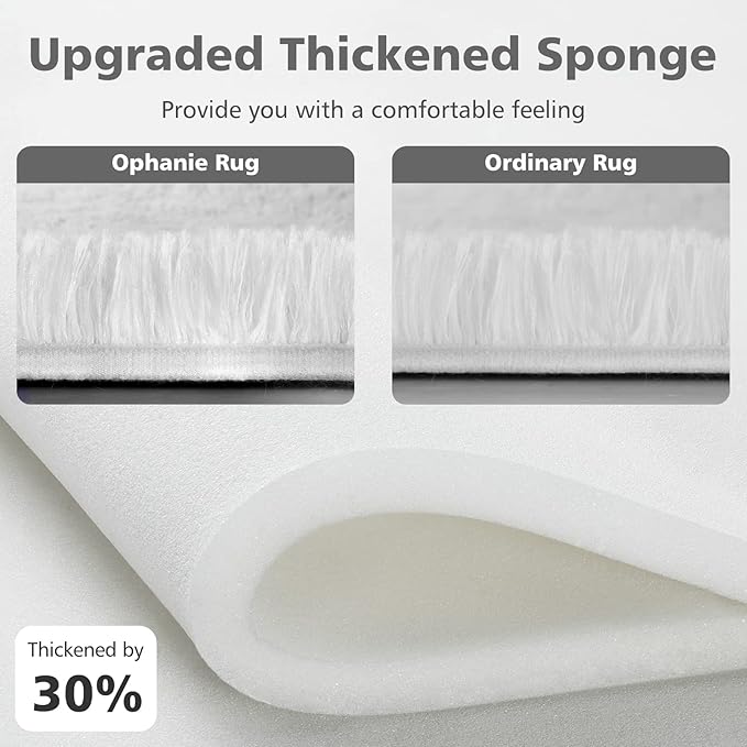 Ophanie Machine Washable 6 x 9 Rugs for Living Room,White,Large Fluffy Fuzzy Plush Shag Comfy Soft,Non-Slip Indoor Floor Carpet,for Kids Boys Girls Dorm，Room,Bedroom,Playroom，Home Decor Aesthetic