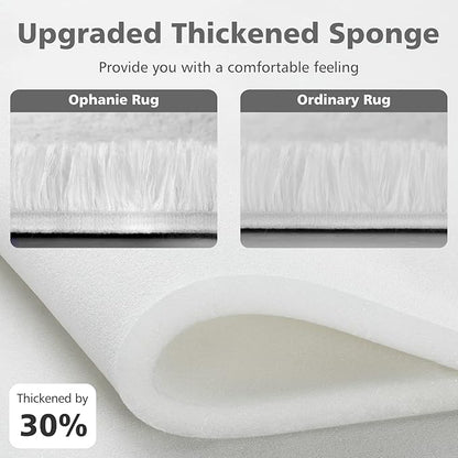 Ophanie Machine Washable 6 x 9 Rugs for Living Room,White,Large Fluffy Fuzzy Plush Shag Comfy Soft,Non-Slip Indoor Floor Carpet,for Kids Boys Girls Dorm，Room,Bedroom,Playroom，Home Decor Aesthetic