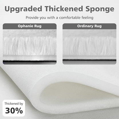 Ophanie Machine Washable 5 x 8 Rugs for Living Room,White,Large Fluffy Fuzzy Plush Shag Shag Comfy Soft，Non-Slip Indoor Floor Carpet,for Kids Boys Girls Dorm，Room,Bedroom,Playroom，Home Decor Aesthetic