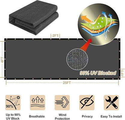 UPGRADE Privacy Fence Screen 5'x38' Dark Grey Outdoor 90% Visibility Blockage 170 GSM Mesh Shade Cover Panels for Backyard,Balcony,Home Decoration with Zip Ties,Customized Avaliable