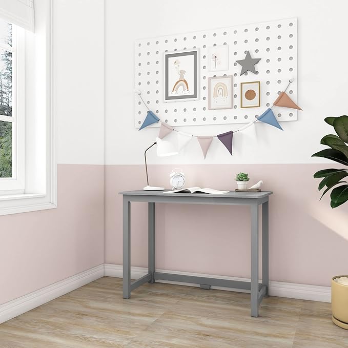 Max & Lily Solid Wood Desk, 40 Inches, Grey