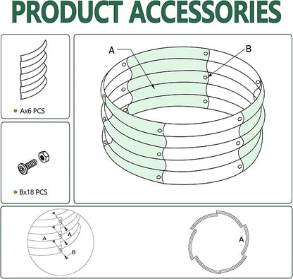 2PCS 4x4x1FT Galvanized Raised Garden Bed Kit,Vegetable Boxes-Round Metal Flower Box,Large Planter Raised Beds Outdoor Garden for Planting,Fruit,Herb-Silver