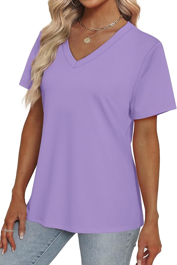 Alaroo Womens Summer Tops 2026 V Neck Short Sleeve Shirts Trendy Dressy Casual Vacation Outfits Printed