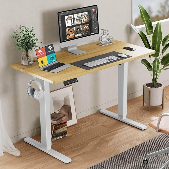 NicBex Home Office Desk 55'' x 23" Electric Height Adjustable Standing Desk Computer Desk Office Desk, Sit to Stand Ergonomic Computer Desk Adjustable Desk, Yellow