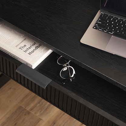 Walker Edison Office Writing and Computer Desk Spacious Desktop, Complementary in Living Spaces, 38 Inch, Reeded Black