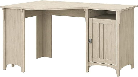 Bush Furniture Salinas 55 Inch W Corner Desk with Storage Cabinet, Antique White (SAD155AW-03)