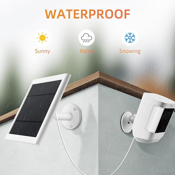 Solar Panel for Ring Camera, 3 Pack 4W Solar Charger Compatible with Rings Spotlight &All-New Stick Up Outdoor Cam Battery, 10ft Long Cable with USB-C to Ring Barrel Plug Adapter
