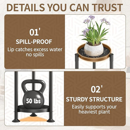 LASZOLA 3 Tier Black Corner Plant Stand Indoor for Large Tall Flower, Heavy Duty Sturdy Metal Vertical Tiered Planters Holder for Patio, Multi Level Wrought Iron Organizer Décor for Modern Farmhouse