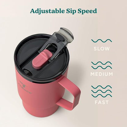 REDUCE Hot1 18 oz Hot1 Stainless Steel Insulated Mug with Temperature Adjusting Lid - Dual-Wall Vacuum, Cupholder Friendly - Keeps Drinks Hot for 6 Hours - Ideal for Coffee, Tea & Other - Baked Clay
