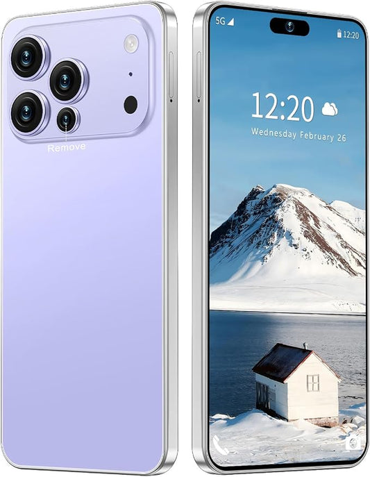 17 PMAX Unlocked Cell Phone,16GB+512GB Smartphone,6.99" HD Screen Android 15 5G Phones,Battery 7000mAh Android The Phone,Fingerprint Button Unlock/GPS/Face ID/Dual SIM/5G (Purple)