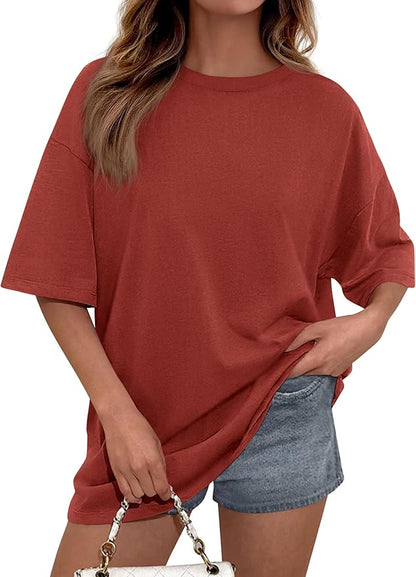 PRETTYGARDEN Womens 2026 Spring Going Out Tops Casual Short Sleeve Crewneck Loose Fit Basic Oversized T Shirts Summer Outfits