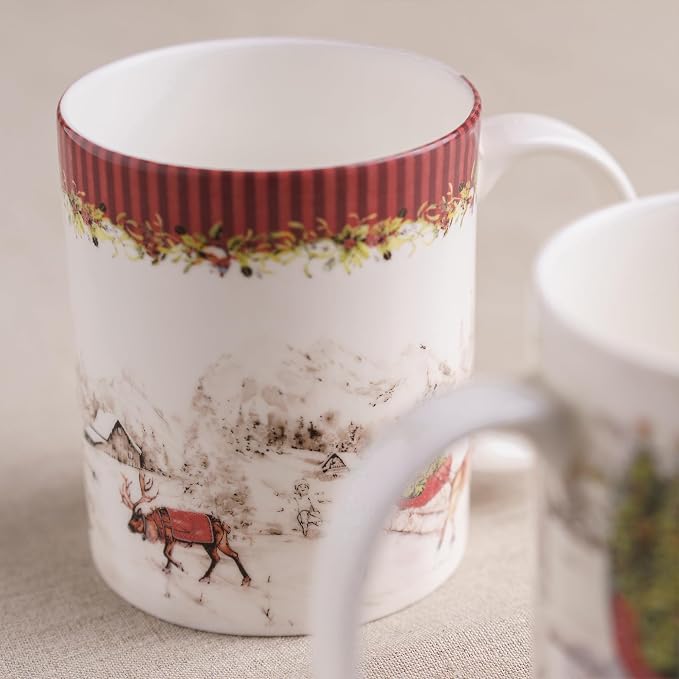 Maison d' Hermine Coffee Mug with Handles Tea Cups (12 Ounce, Pack of 1) | Fine Bone China Coffee Mugs for Hot Beverages Cappuccino Latte Home Hotel Spring Summer -Christmas Tradition - Landscape