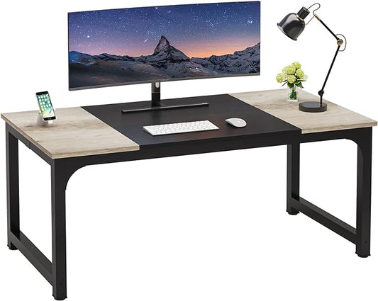 70.8 Inch X-Large Executive Computer office desk, Grey+Black
