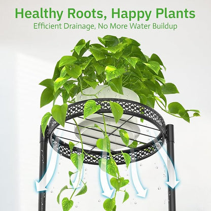 Plant Stand Indoor Outdoor Clearance, 3 Tier Metal Flower Shelf Pot Holder, Tall Multiple Plants Corner Rack Narrow House Orchid Display Organizer for Patio Office Porch Living Room Garden, Black