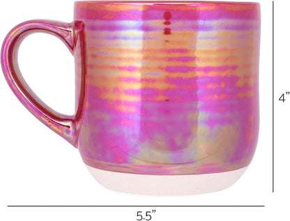 Elanze Designs Glossy Reactive Glaze Large 17 Fluid Ounce Everyday Kitchen Food Grade Ceramic Stoneware Coffee Mug Cup with Comfort Curved Handles, Set of 4, Red