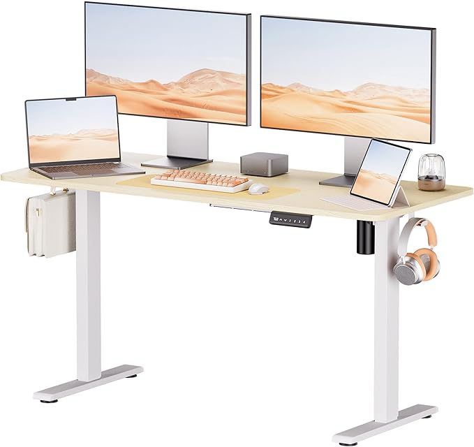 Electric Standing Desk - Adjustable Height with Memory Preset, 55 x 24 Inches Ergonomic Design Stand Up Home Office Standing Desk