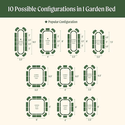 Vego garden Raised Garden Bed Kit, 17" Tall 10 in 1 Jumbo Modular Metal Planter Box for Vegetables, Flowers, Herbs, Pearl White