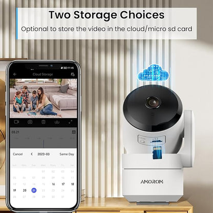AMOROM Indoor Camera, AI Security Camera for Baby/Elderly/Pet Monitoring | AI Smart Detection & Alarm, 2-way Audio, Night Vision, 2.4G WiFi Control, Cloud & SD Card Storage, Alexa Assistant, 4 Pack