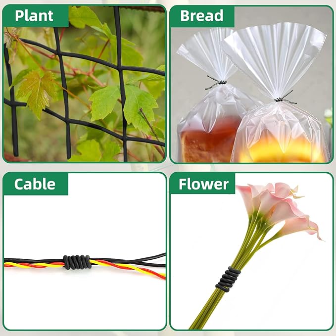 Decoroca Soft Plant Ties for Support - 65.6' Reusable Waterproof Plant Wire, Garden Twist, Office Organization and Decoration Binding（3pcs/Black）