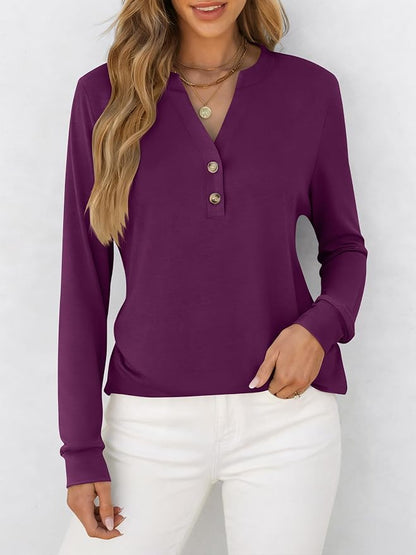 ANRABESS Women's Long Sleeve Shirts 2026 Spring Fashion Dressy Casual Tops Trendy Henley Blouses Cute Work Outfits Clothes