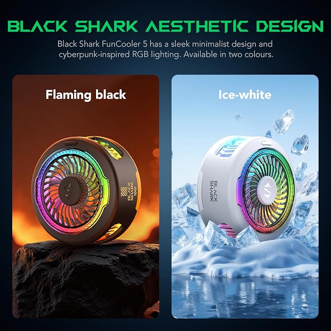 Black Shark FunCooler 5 Magnetic Cell Phone Cooler for Gaming, Portable Mobile Phone Cooling Fan with RGB Light, Cellphone Radiator for iPhone Magnetic Series/Android/Tablet/iPad (Black)
