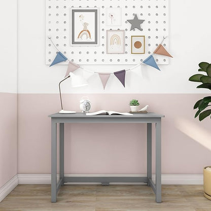 Max & Lily Solid Wood Desk, 40 Inches, Grey