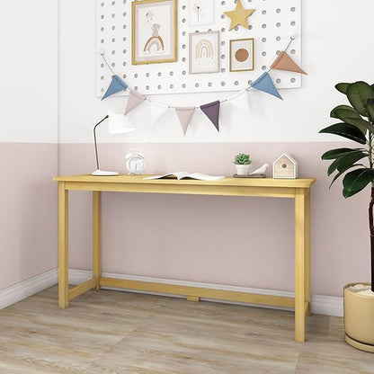 Max & Lily Solid Wood Desk, 55 Inches, Natural