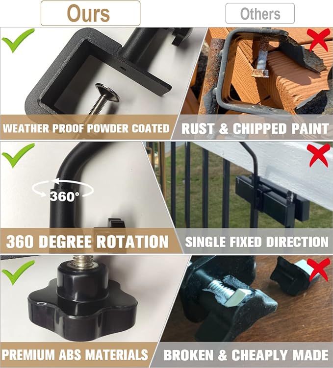 38 Inch Extended Reach Deck Hook Hanger for Railing, Heavy Duty Outdoor Plant Hook Holder for Hanging Bird Feeder Flower Basket Planter or Lanterns, 1 Pack