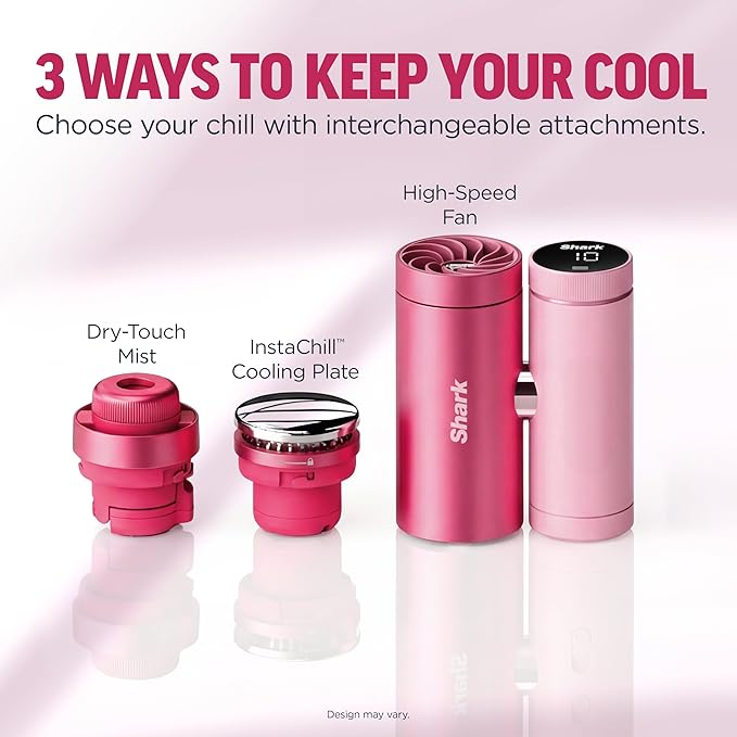 Shark ChillPill – The Only 3-in-1 Personal Cooling System with Fan, InstaChill Cooling Plate & Dry-Touch Mist – Portable, Handheld, Drops Skin Temp Up to 16°F, 10 Speeds, Haze, FA022LV