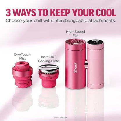 Shark ChillPill – The Only 3-in-1 Personal Cooling System with Fan, InstaChill Cooling Plate & Dry-Touch Mist – Portable, Handheld, Drops Skin Temp Up to 16°F, 10 Speeds, Haze, FA022LV