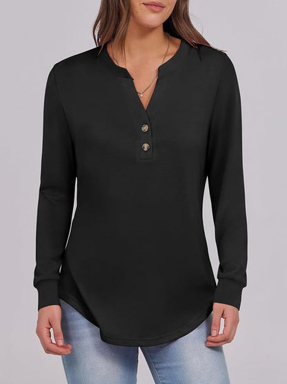 ANRABESS Women's Long Sleeve Shirts 2026 Spring Fashion Dressy Casual Tops Trendy Henley Blouses Cute Work Outfits Clothes