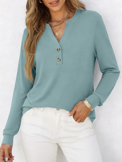 ANRABESS Women's Long Sleeve Shirts 2026 Spring Fashion Dressy Casual Tops Trendy Henley Blouses Cute Work Outfits Clothes